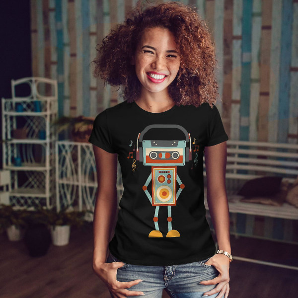 Söt Robot Women Blackt-shirt XL