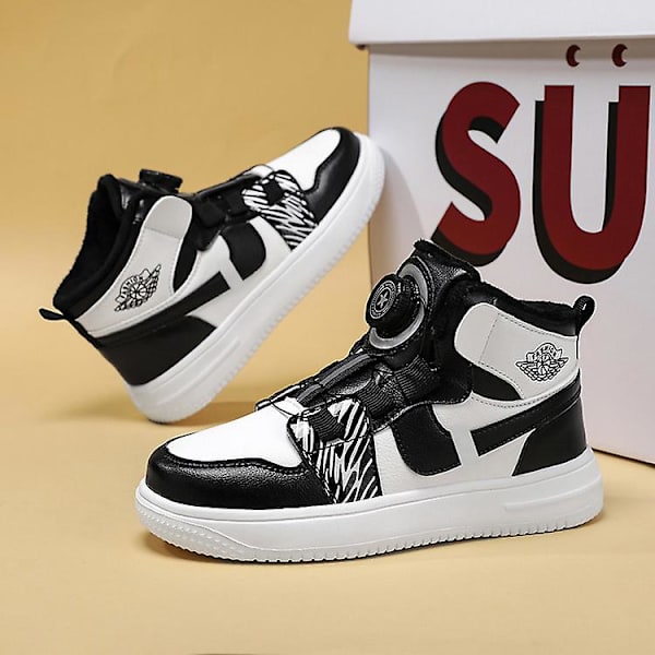 Sneakers för barn Löparskor med vridknapp Mode Pojkar Flickor Sportskor 2Lz708 BlackWhite 34