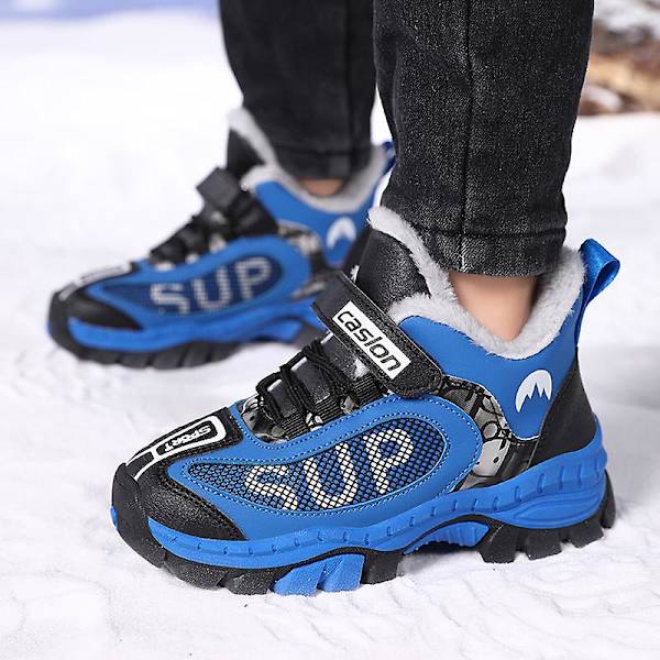 Barn vandringsskor Andas Sneakers Halkfria Pojkar Flickor Vinterskor 1205 Blue 34