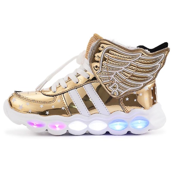 Sneakers för barn Pojkar Flickor Led Light Shoes Löparskor 1608 Gold 31