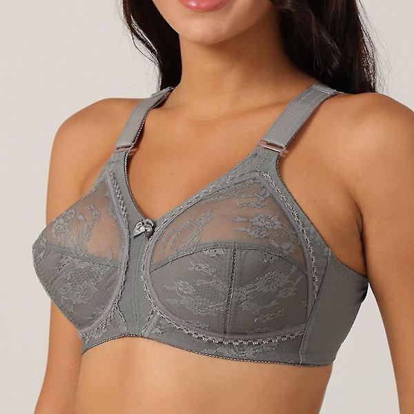 Stora Minimizer BH Stora Spets BH Dam Sexig Ofodrad Full täckning Ultra Tunna Trådlösa Justerade remmar Underkläder Ämne, svart 85C