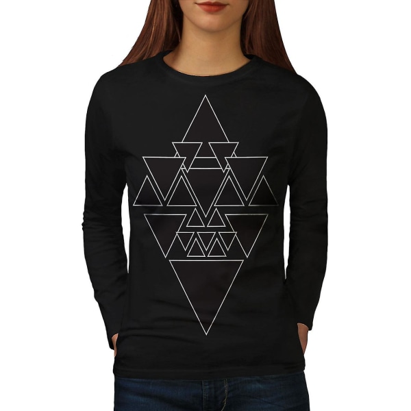 Occult Triangle Kvinnor Svart Långärmad T-shirt XXL