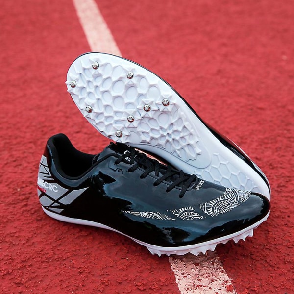Friidrottsskor för män Spikes Track Race Hoppande Sneakers Professionell löpning Nail Spikes Skor M9018 Black 36