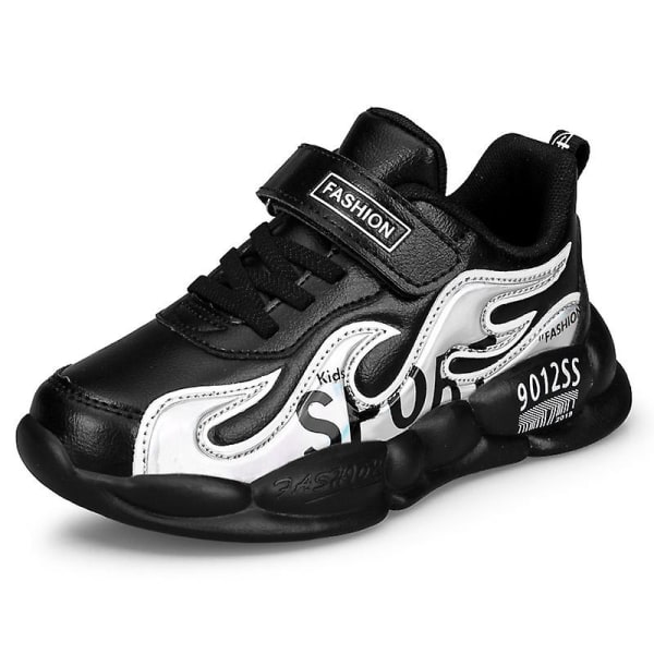 Pojkar Flickor Sneakers Andas löparskor Mode Sportskor för barn 2La02-1 BlackSilver 38