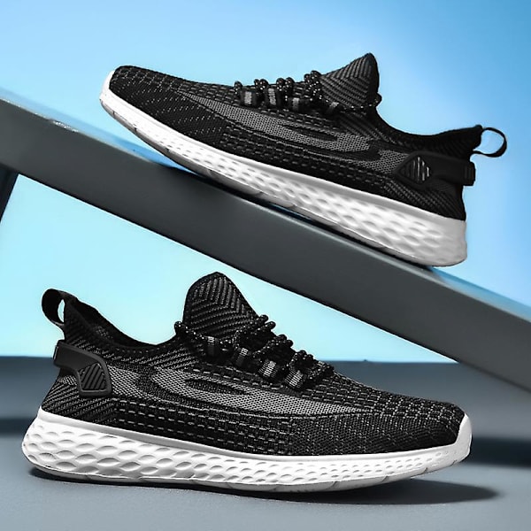 Herr Casual Bekväma Sneakers Andas löparskor 6937 BlackWhite 41