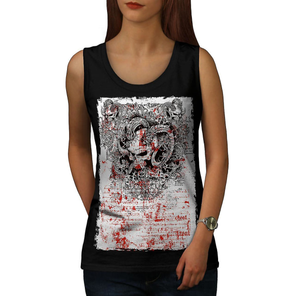Skull Scary Evil Women Blacktank Top | Wellcoda M