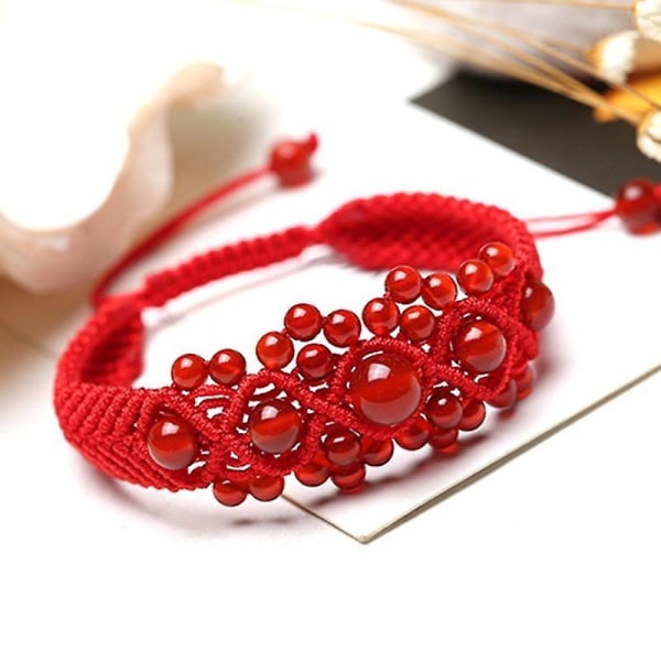 Carnelian Beads Macrame Armband Handgjorda flätningsjusterbart armband Red Agate Gems Armband
