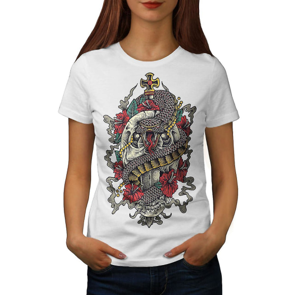 Head Scary Snake Skull Whitet-shirt för kvinnor S