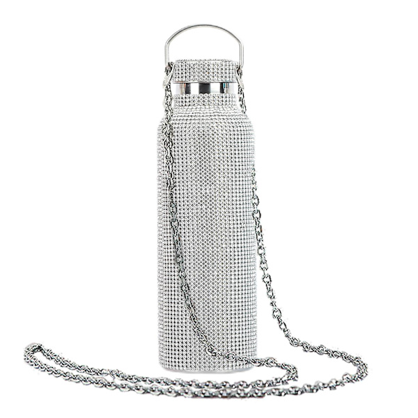 350ml/500ml/750ml isolerad flaska strass inlagd thermal rostfritt stål Barnisolerad vattenkopp för resor Silver 750ML