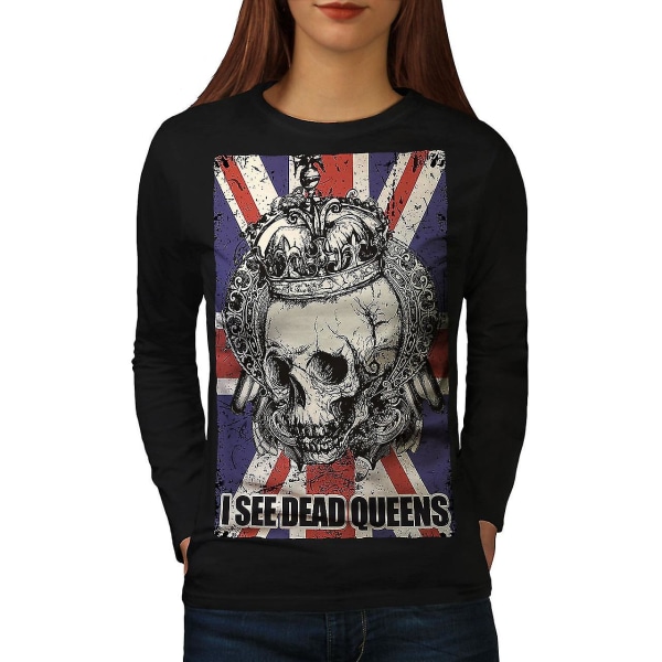 Dead Queens svart långärmad T-shirt för kvinnor L