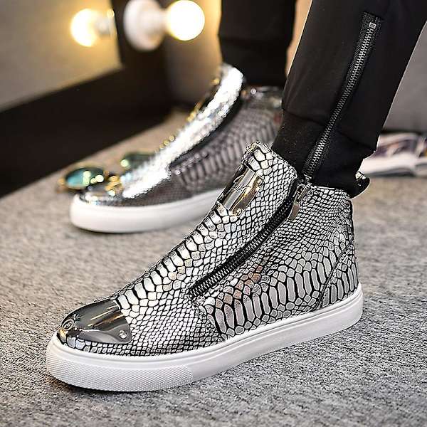 Herrskor Mode High-Top Casual Skor Sportskor 1Gb198 Silver 43