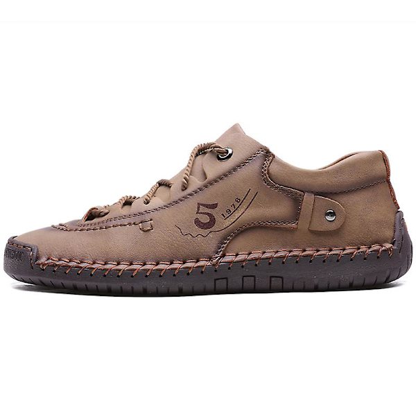 Herrskor Mode Läderskor Handsydda Casual Shoes 9931 Khaki 41