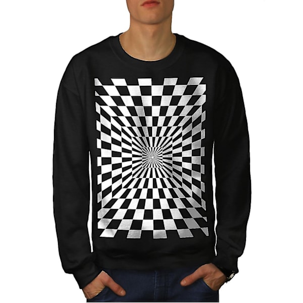 Fyrkantigt illusionsmönster för män Blacksweatshirt M