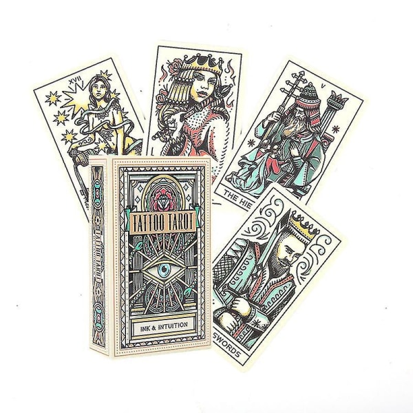 Tatuering Tarot Brädspel Underhållning Kreativt spådomsspelkort med fullständig engelsk pdf-guidebok för barn Vuxen44st Ts75