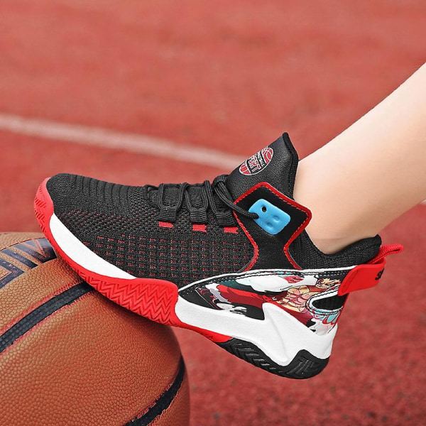 Basketskor för barn Andas Sneakers Löparskor för pojkar 2236 BlackRed 39