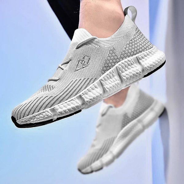 Casual bekväma sneakers som andas löparskor för män 220 White 41