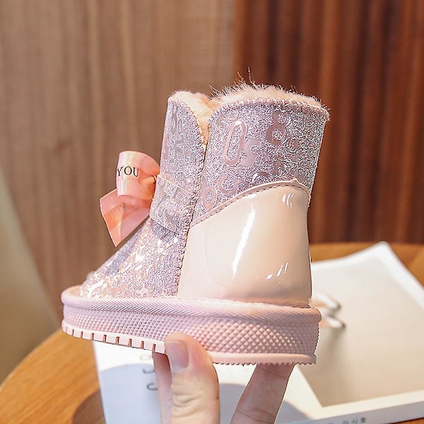 Flickor Vinter snökängor Skor Anti-halk Casual Lätt bomullsskor Xx2233 Pink 34