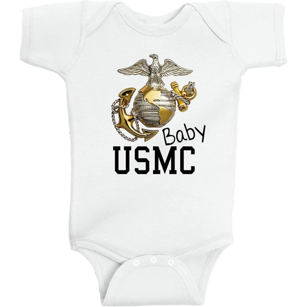Beegeetees Military Baby Bodysuit One Piece Shower Gold Anchor Eagle USA (vit) Newborn