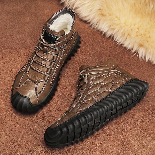 Herr vinter snösneakers Vattentåliga skor Anti-halk casual i bomull 2009 Brown 40