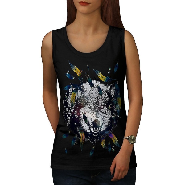 Wolf Feather Face Dam Blacktank Top XXL