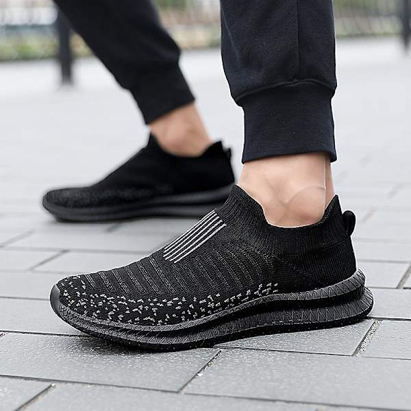 Sommarskor för män Loafers Andas herrsneakers Mode bekväm casual 2G227 Black 41
