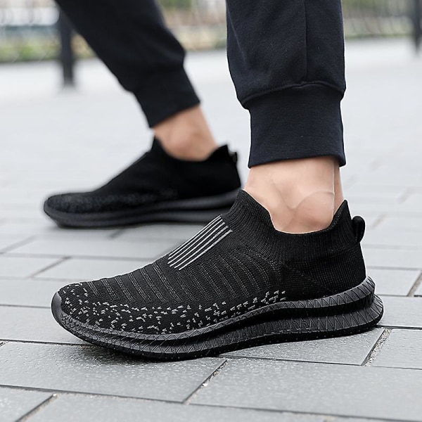 Sommarskor för män Loafers Andas herrsneakers Mode bekväm casual 2G227 Black 44