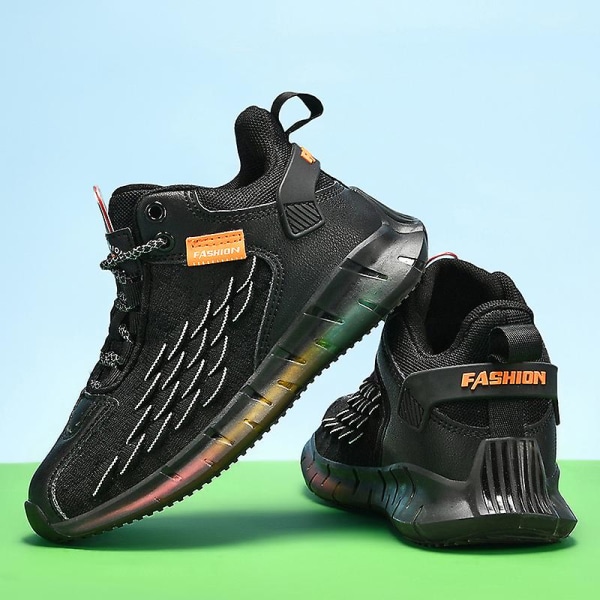 Sneakers för barn, halkfria lätta sportlöparskor Fr18501 Black 34