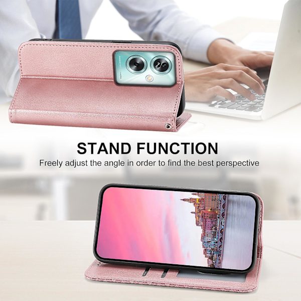 För Oppo A79 5g / A2 5g Case Calf Texture Pu Läder+tpu Stativ Cover Rose Gold