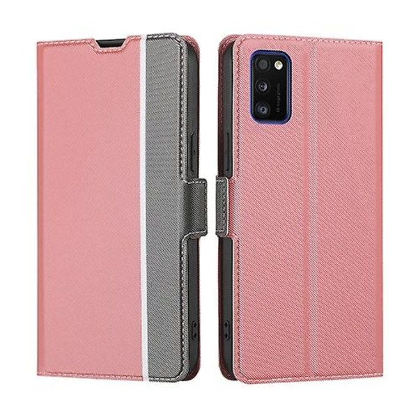 Til Samsung Galaxy A41 Twill Texture Side Button Lædertelefontaske Pink