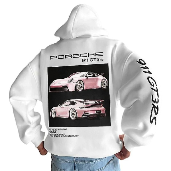 Porsche 911 -huppari, autohuppari, autoharrastajat, unisex suuret katuvaatteet White 2XL