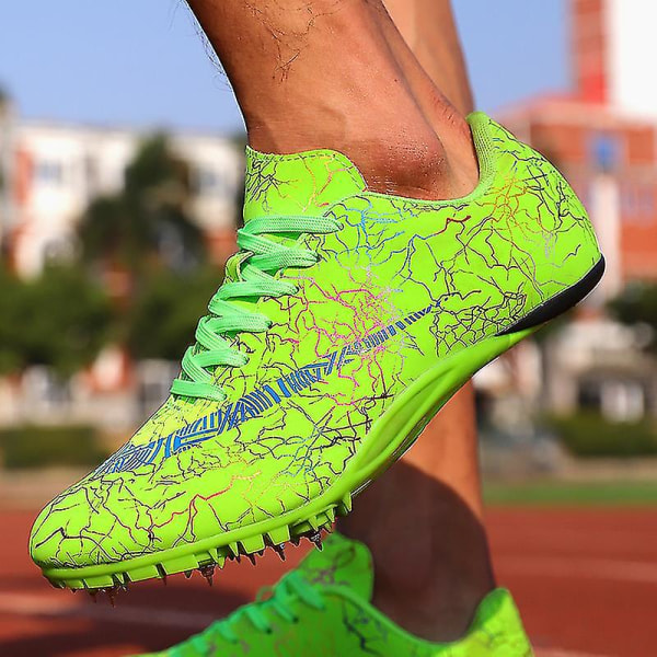 Herre atletiksko Spikes Track Race Jumping Sneakers Professionelle Running Nail Spikes Sko Hj259 Green 35