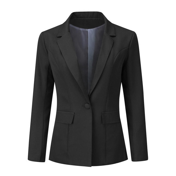 Yynuda 2-delt Slim Fit ensfarvet forretningsdragt til kvinder (blazer+bukser) Black L