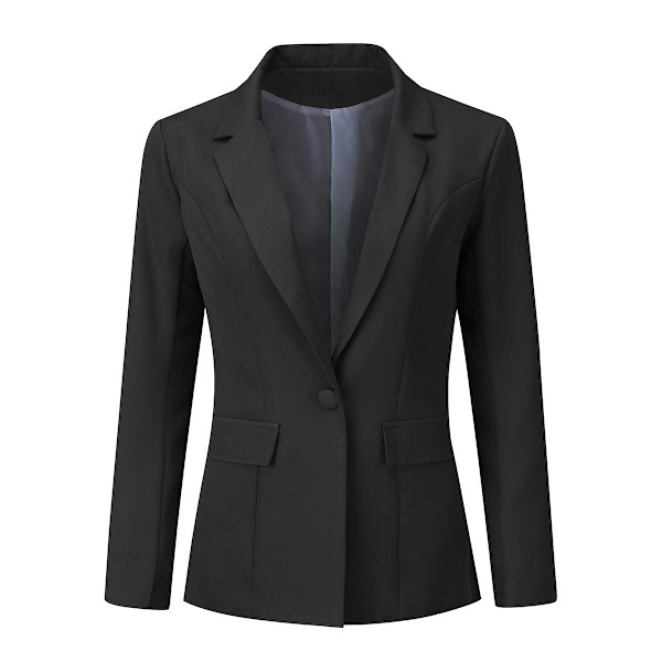 Yynuda 2-delt Slim Fit ensfarvet forretningsdragt til kvinder (blazer+bukser) Black M