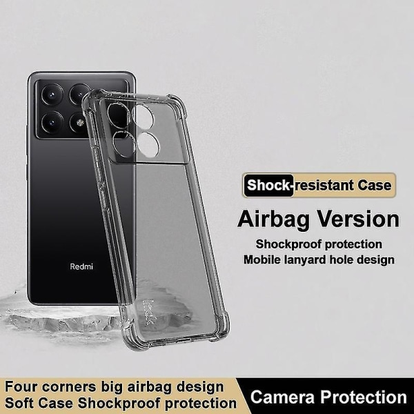 IMAK för Xiaomi Poco X6 Pro 5Gmi K70E 5G genomskinligt case Stötsäkert TPU- cover Transparent Style A Xiaomi Poco X6 Pro 5G