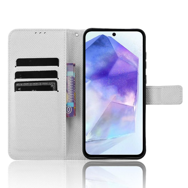 Kompatibel med Samsung Galaxy A55 5G Case, Kickstand Kortholder Cover Magnetisk pung etui til Samsung Galaxy A55 5G White