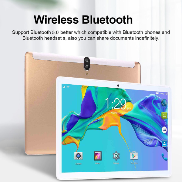 Uppgraderad 2+16G 10,1 tum Tablet PC IPS HD-skärm WiFi Bluetooth Röstsamtal Spel Video Lärplatta Android 10.0 System Dual SIM Dual Standby Full N GD