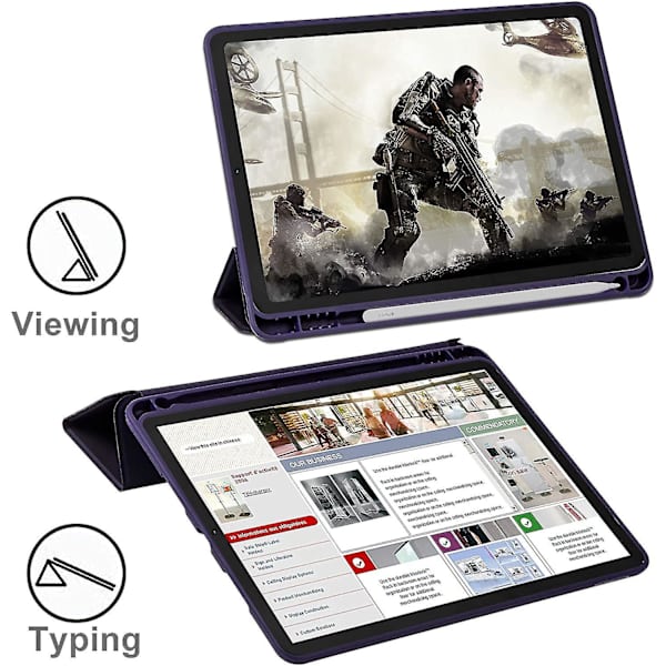 Ipad Air 4 case 10,9 tuumaa kynätelineellä, automaattinen herätys/nukkuminen Blue