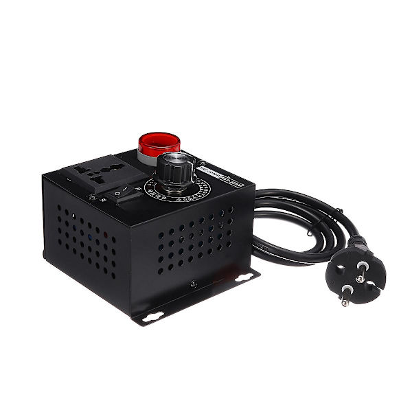 Jännitteensäädin AC 220V 4000W säädettävä jännitesäädin Kannettava nopeus Lämpötila Jännite Säädettävä Himmennin EU-pistoke black