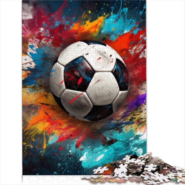 Farverigt fodboldsportspuslespil puslespil 300 brikker puslespil rektangulære træpuslespil Stressrelief Svær udfordring,træpuslespil til annoncer 1000 Piece
