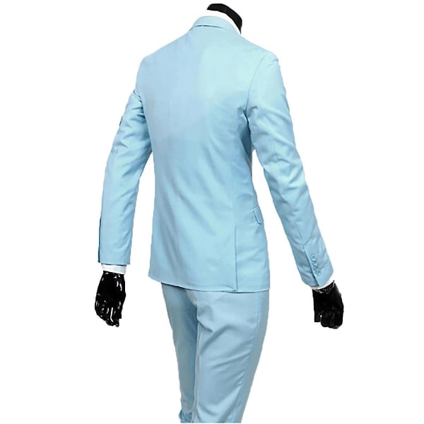 Herredragt til bryllupsfest Middag 3-delt Business Suit Blazer Vest Bukser 9 farver Light Blue L