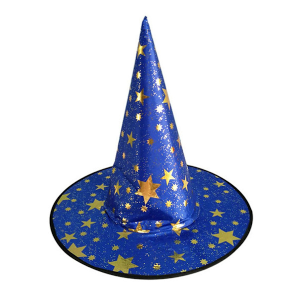 Halloween Cape Fint håndværk Cosplay kostume Dress Up Star Pattern Hat til Halloween julefester 35cm Blue