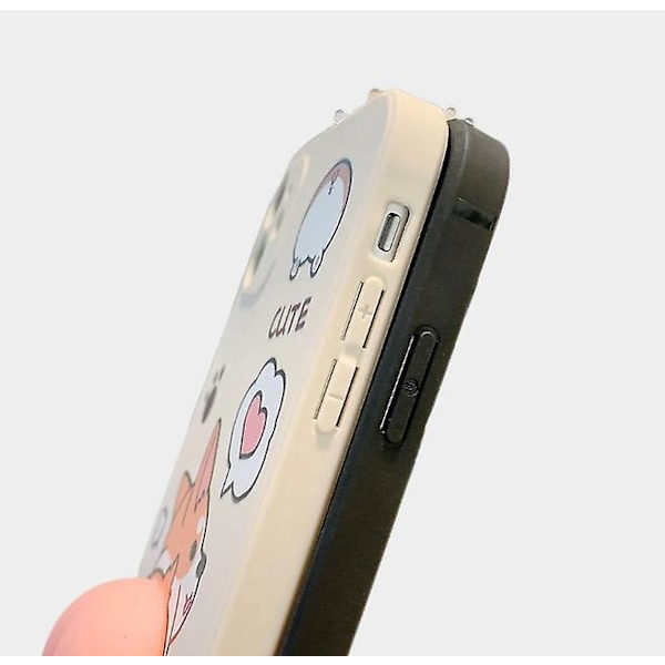 Söt 3D Cartoon Peach Corgi phone case för iPhone 14 Pro Max/13/12/11/SE/XR/XS/X/8Plus/7/6S White iPhone11Pro Max
