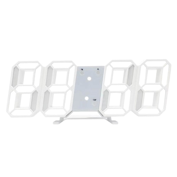 Led digitalt ur Vægdeko Glødende Nattilstand Justerbart elektronisk bordur Vægur Dekoration Stue Led-ur White