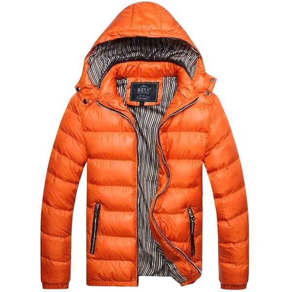 Mænd Puffer Bubble Coat Vintervarmer quiltet polstret jakkeovertøj Orange M