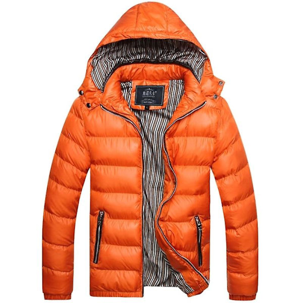 Men Puffer Bubble Coat Vintervärmare vadderad vadderad jacka ytterkläder Orange L