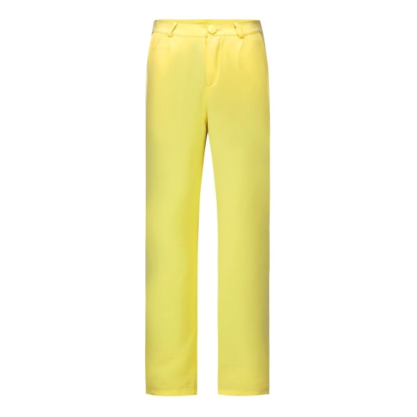Yynuda 2-delt Slim Fit ensfarvet forretningsdragt til kvinder (blazer+bukser) Yellow L
