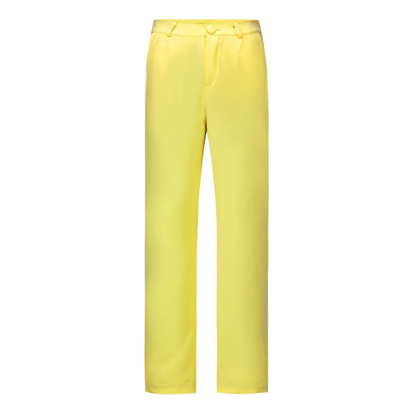 Yynuda 2-delt Slim Fit ensfarvet forretningsdragt til kvinder (blazer+bukser) Yellow L