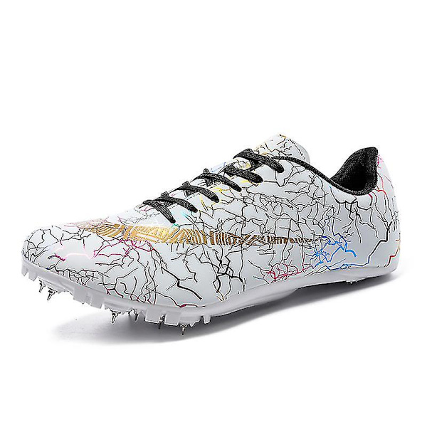 Herre atletiksko Spikes Track Race Jumping Sneakers Professionelle Running Nail Spikes Sko Hj259 White 36