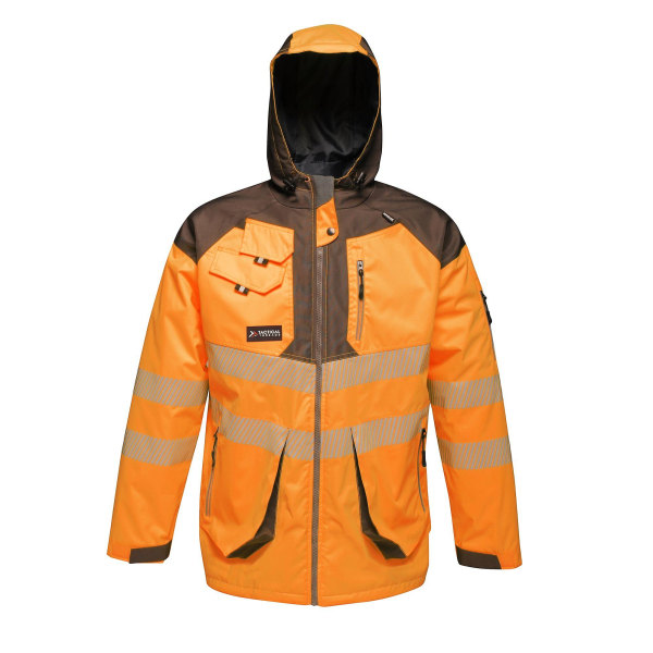 Regatta Miesten Hi-Vis vedenpitävä heijastava Parka-takki Orange/Grey M
