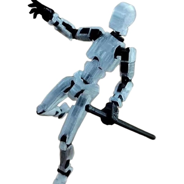 T13 Action Figur, Titan 13 Action Figur med 4 typer våben og 3 typer hænder, 3D-printet multi-leddet bevægelig T13 Action Figur Clear white